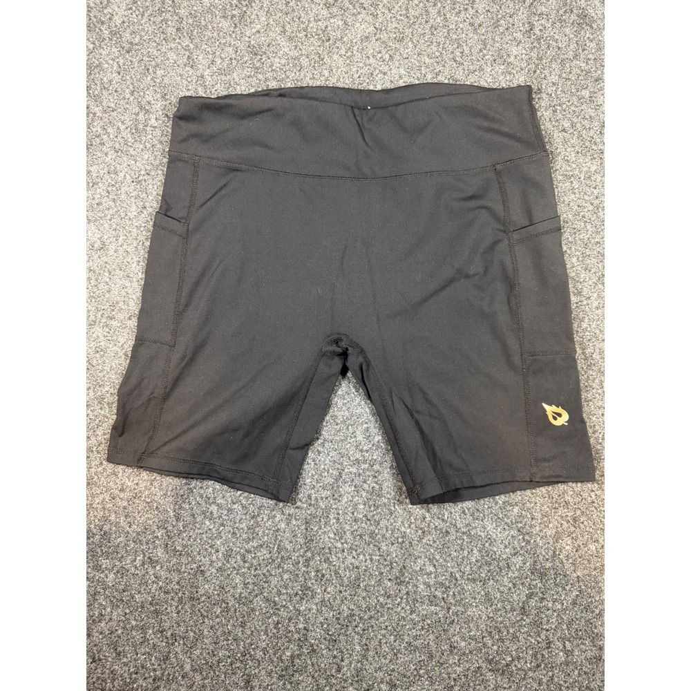 Baleaf Womens Black High Waisted Biker Shorts Side Pockets Size L Activewear